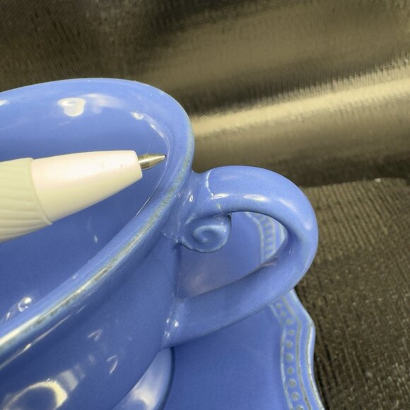 Pierre Deux Blue Teacup And Saucer Set Ceramic Made In Portugal Cup Plate READ - Picture 3 of 16